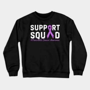 Distressed Purple Ribbon Support Squad Pancreatic Cancer Crewneck Sweatshirt